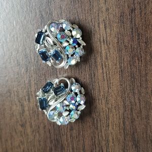 Vintage Lisner Aurora Borealis Rhinestone Earrings